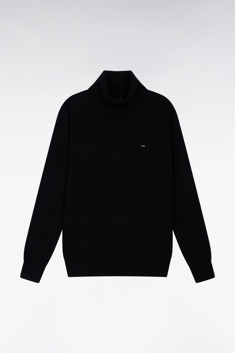 Pull col roulé en laine et coton noir - Image 2