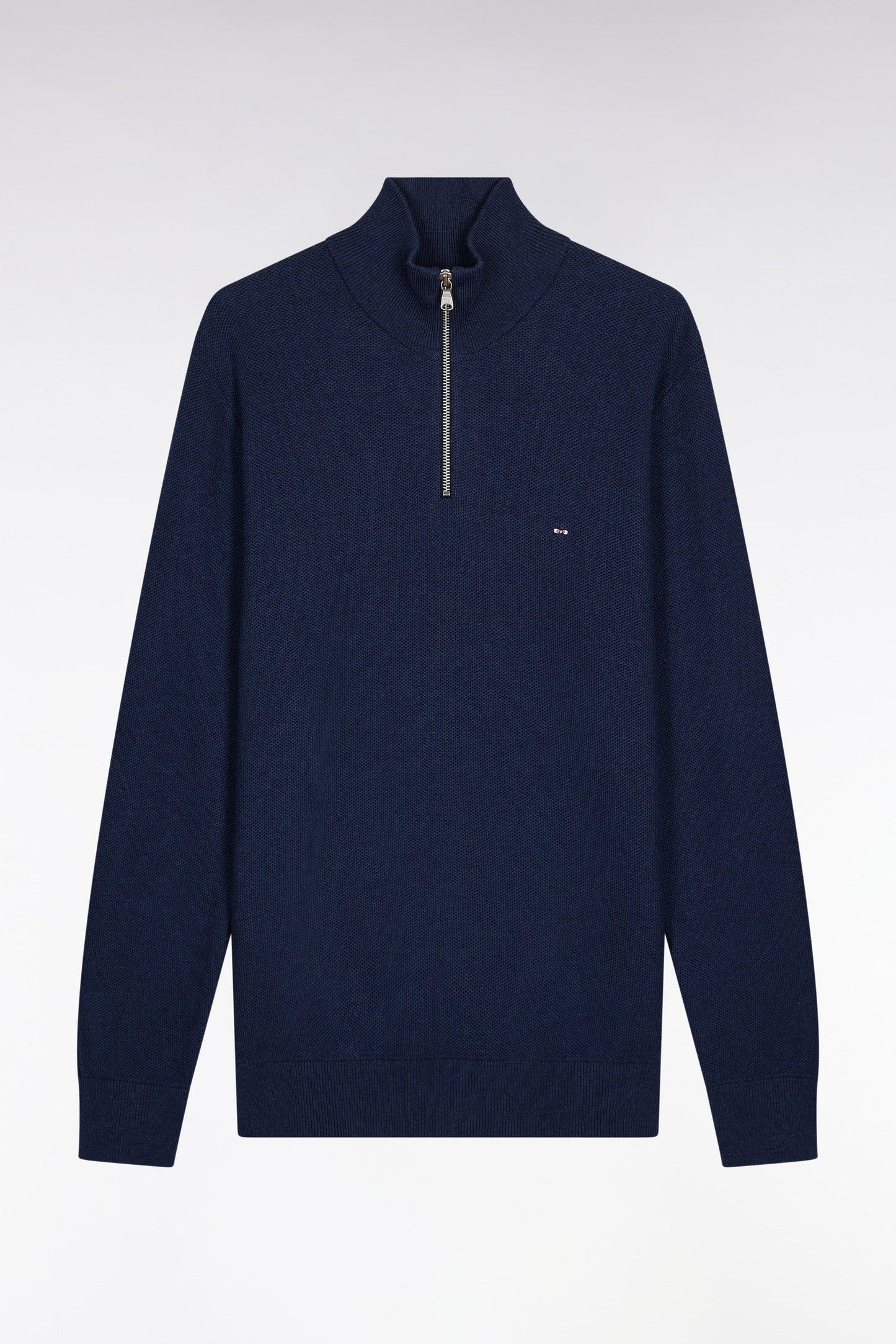 Pull col camionneur en coton nid d'abeille marine