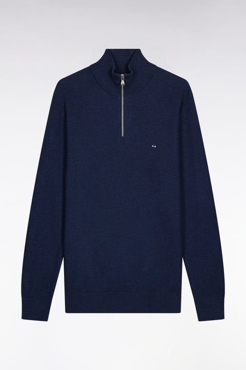 Pull col camionneur en coton nid d'abeille marine - Image 2