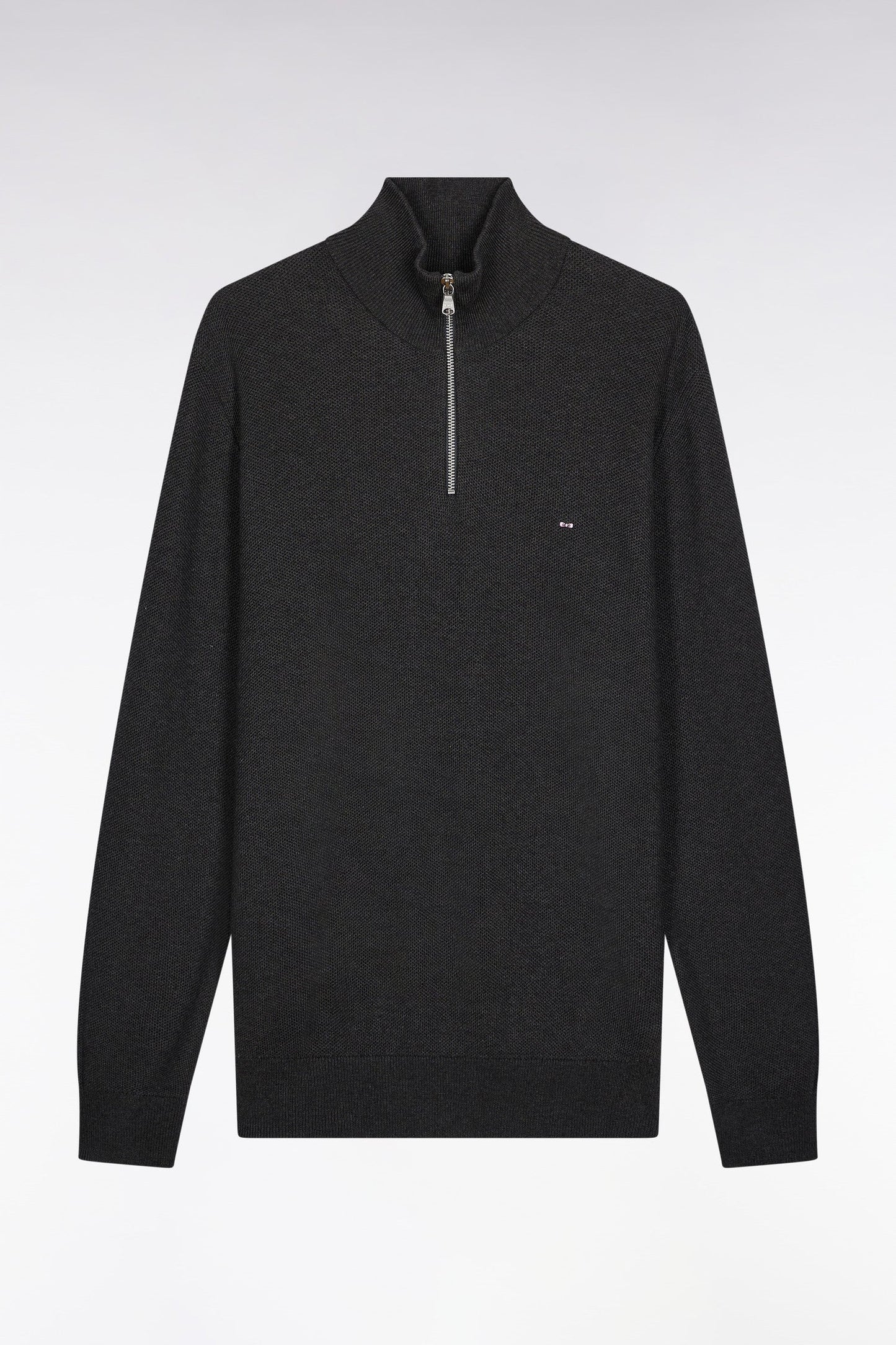 Pull col camionneur en coton nid d'abeille gris foncé