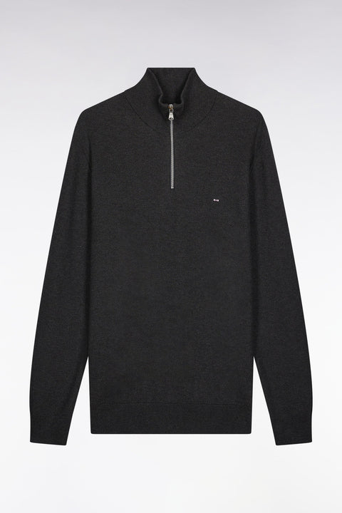 Pull col camionneur en coton nid d'abeille gris foncé - Image 2