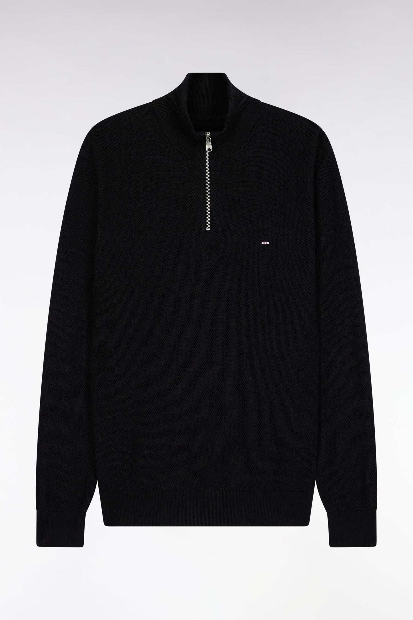 Pull col camionneur en coton nid d'abeille noir