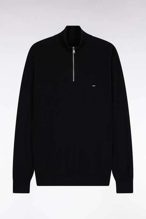 Pull col camionneur en coton nid d'abeille noir - Image 2