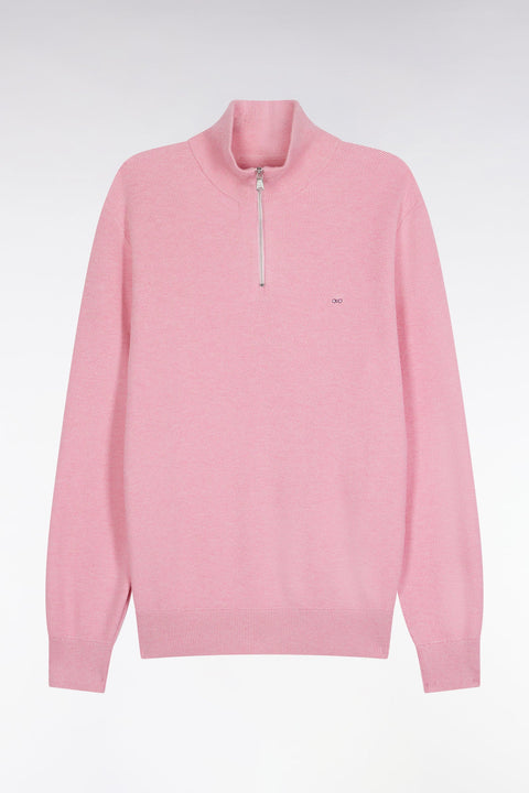 Pull col camionneur en coton nid d'abeille rose - Image 2