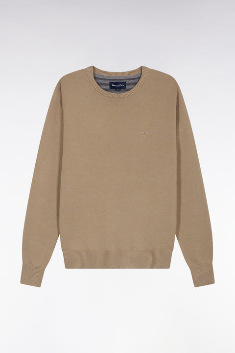Pull col rond en coton épais beige - Image 2