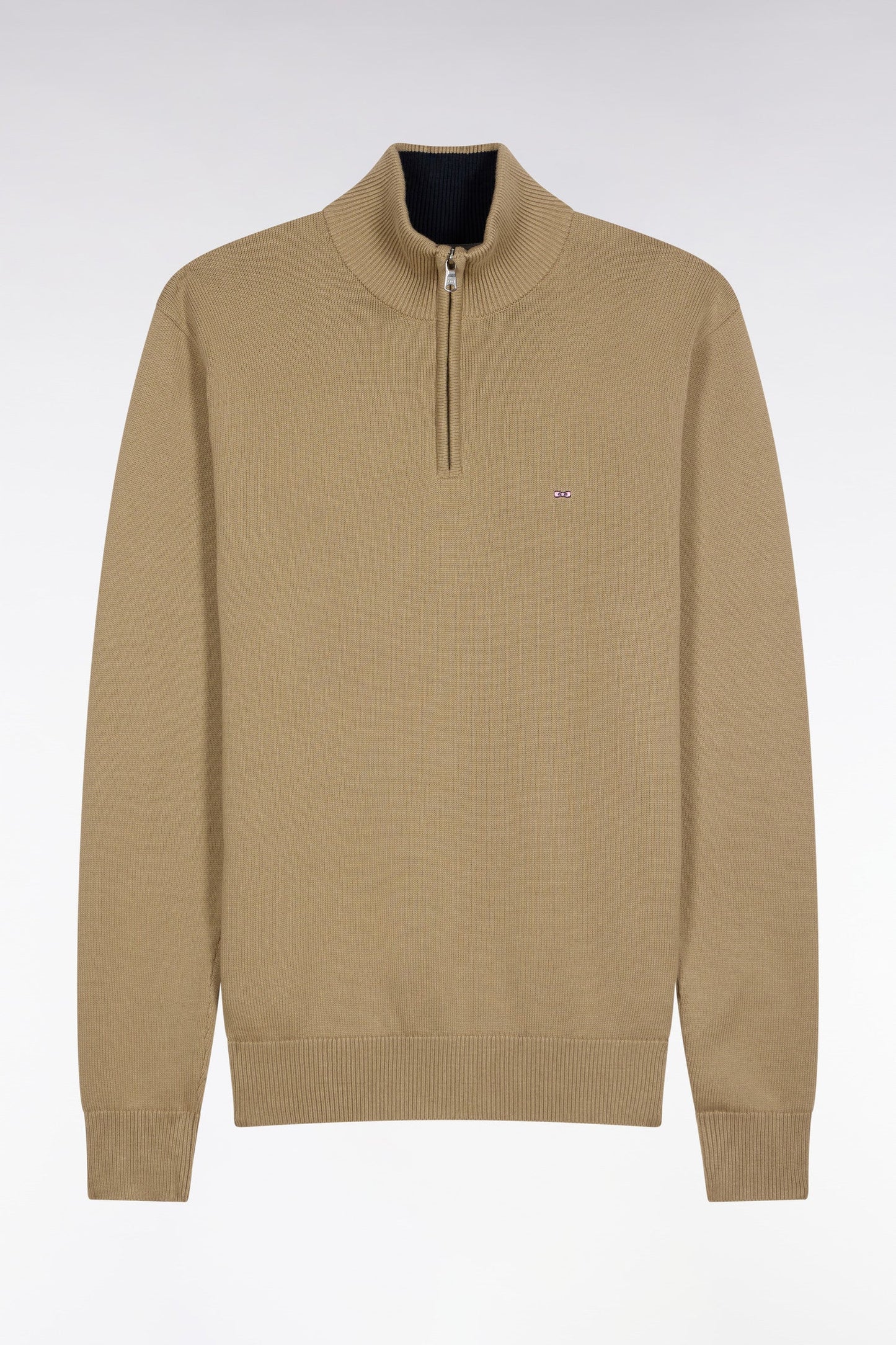 Pull col camionneur en coton épais beige