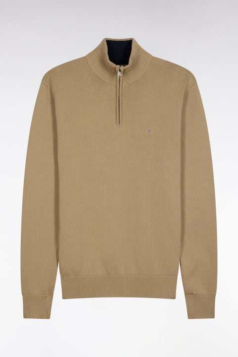 Pull col camionneur en coton épais beige - Image 2