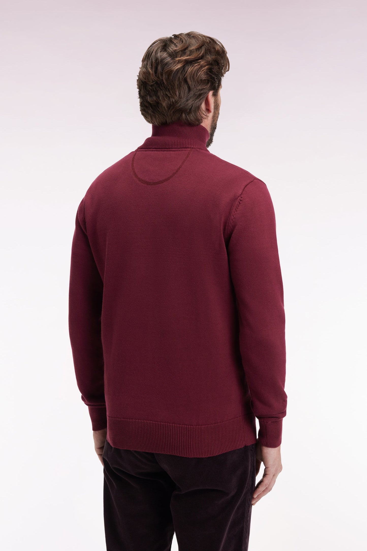 Pull col camionneur en coton épais bordeaux
