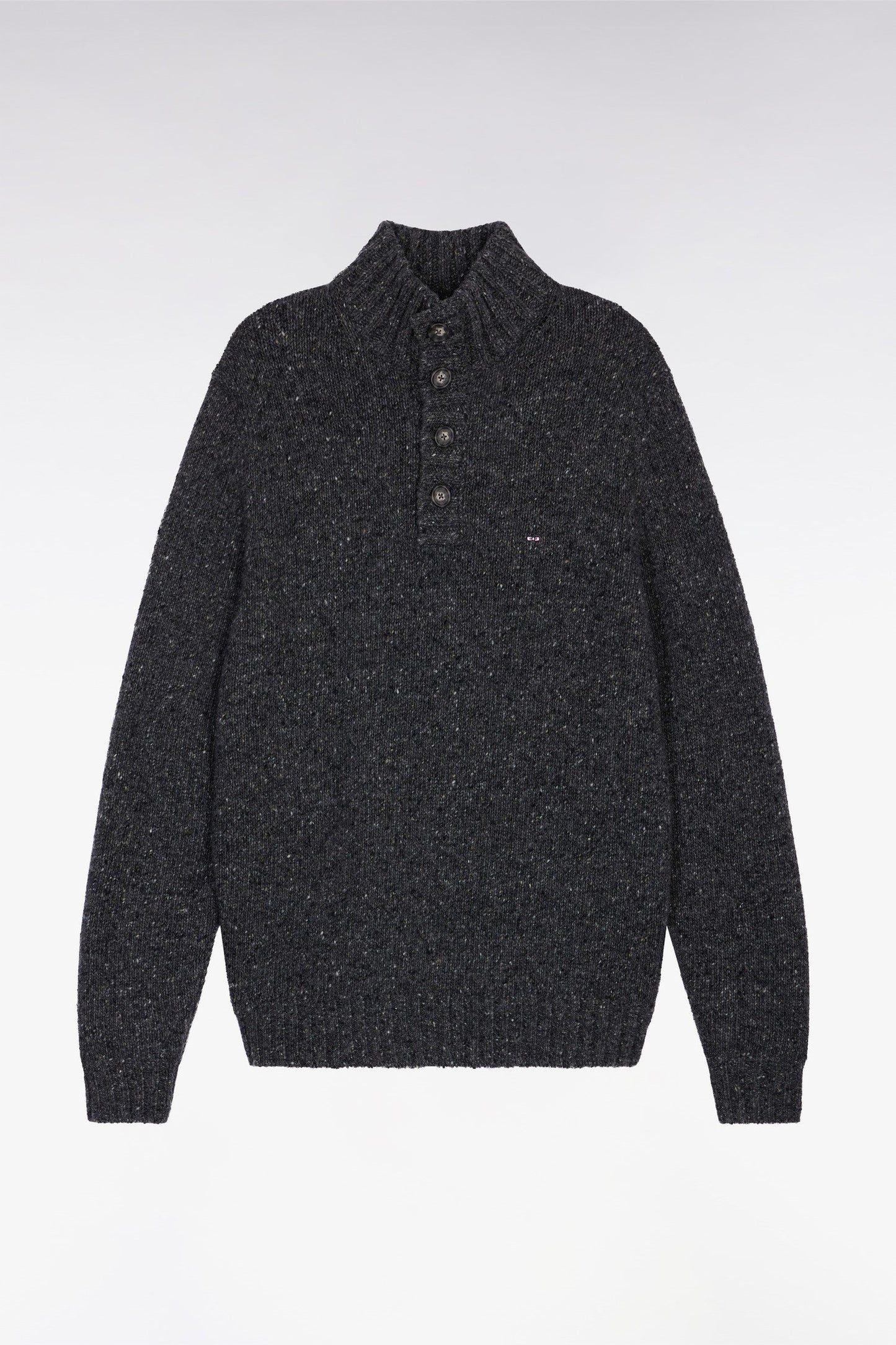 Pull col montant en laine vierge mélangée gris
