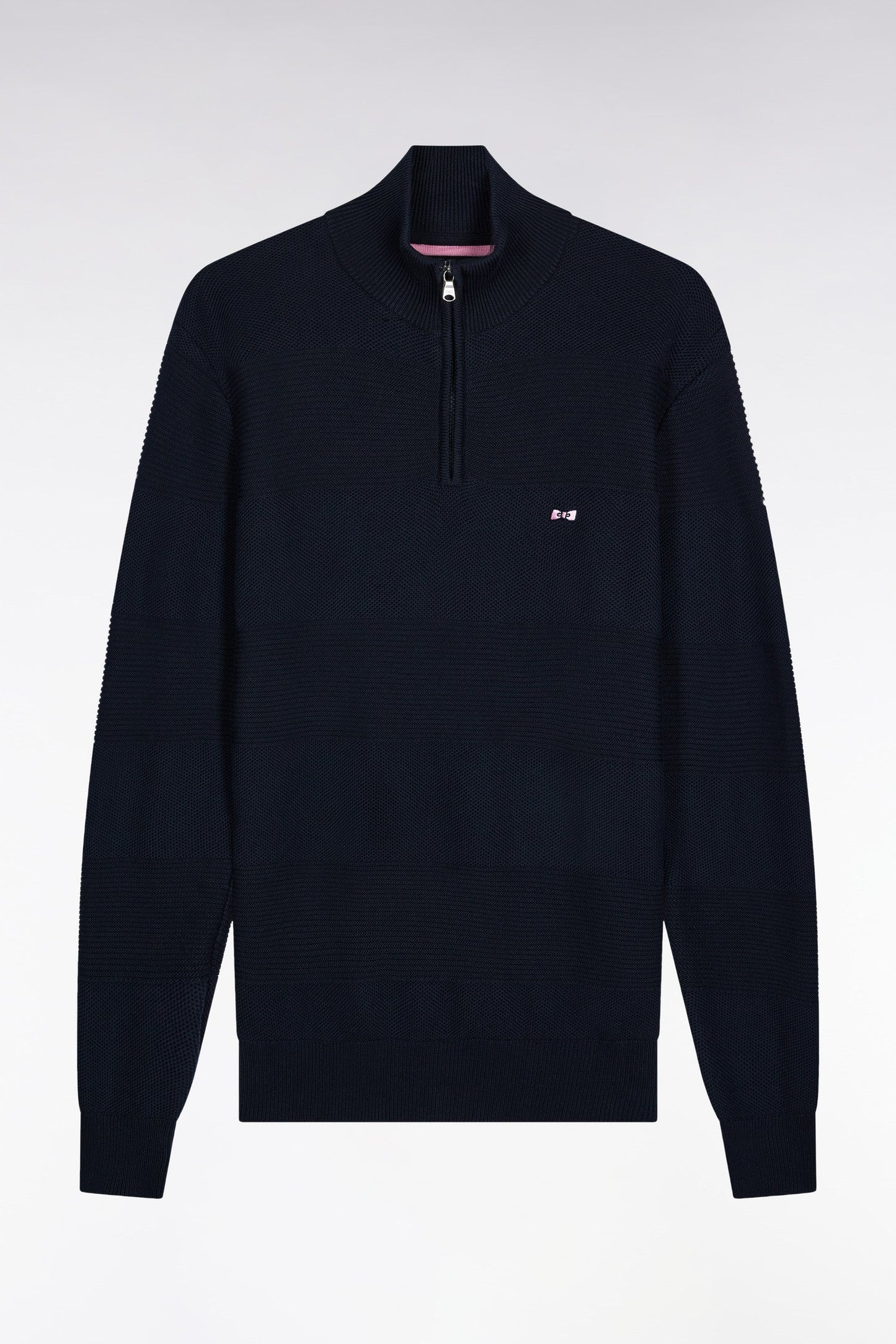 Pull col camionneur en coton marine effet de rayure