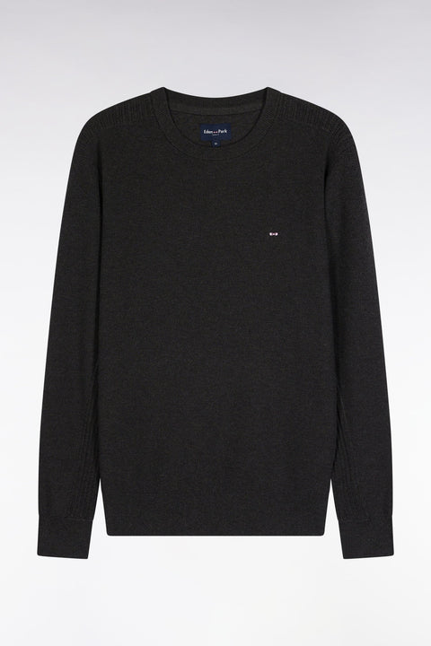 Pull col rond en coton nid d'abeille gris foncé - Image 2
