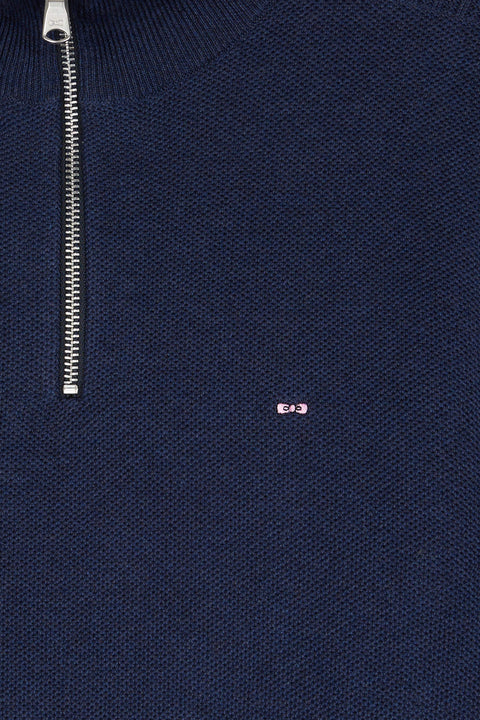 Pull col camionneur en coton nid d'abeille marine - Image 2