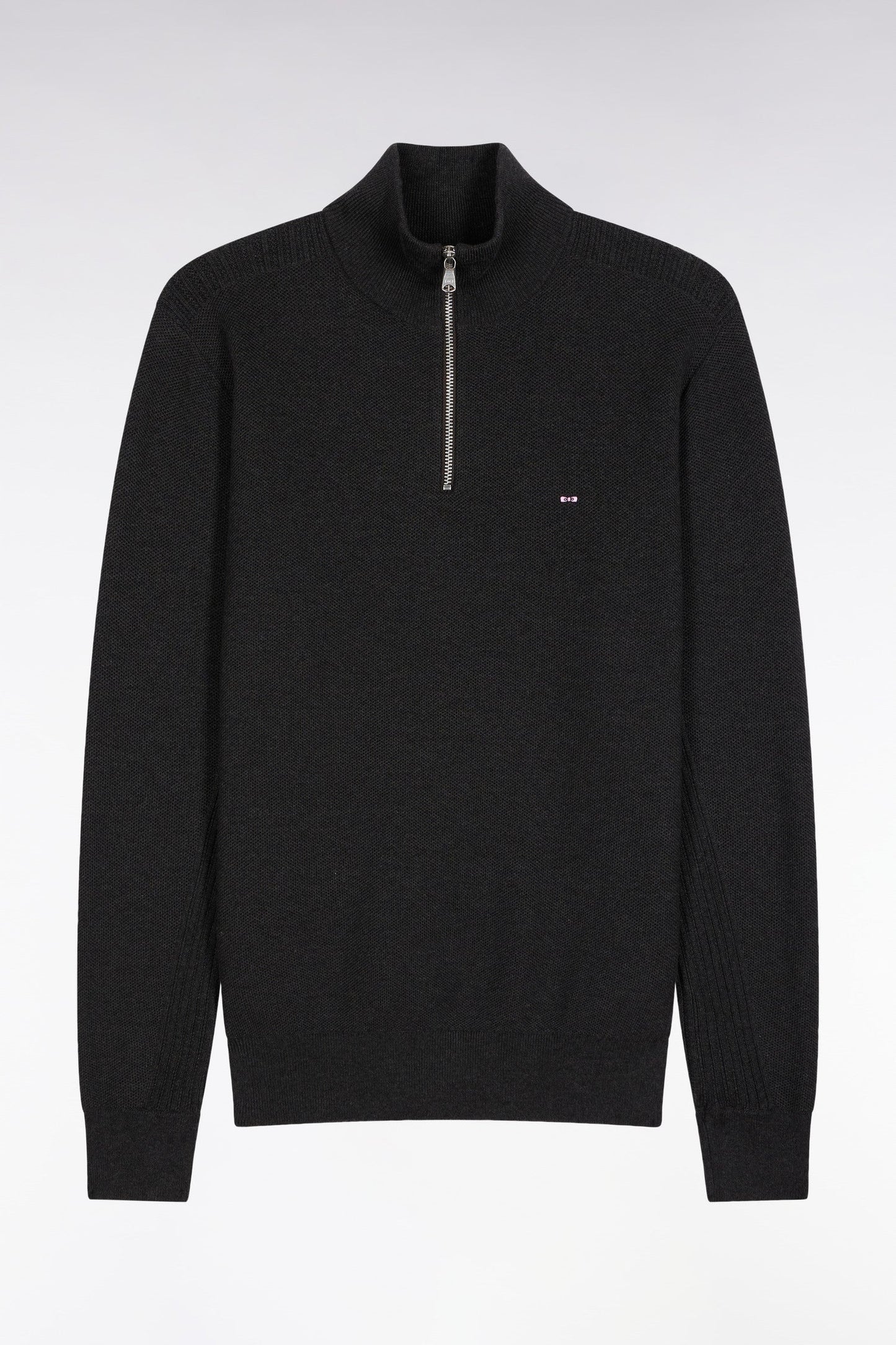 Pull col camionneur en coton nid d'abeille gris foncé