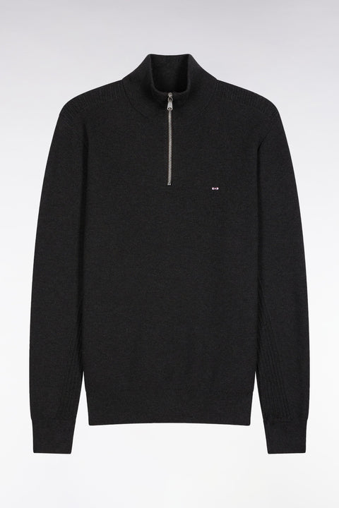 Pull col camionneur en coton nid d'abeille gris foncé - Image 2