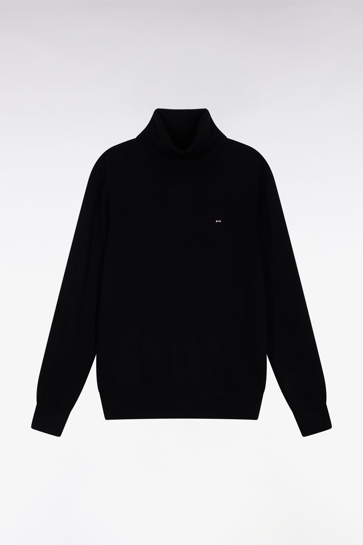 Pull col roulé en laine mérinos noir