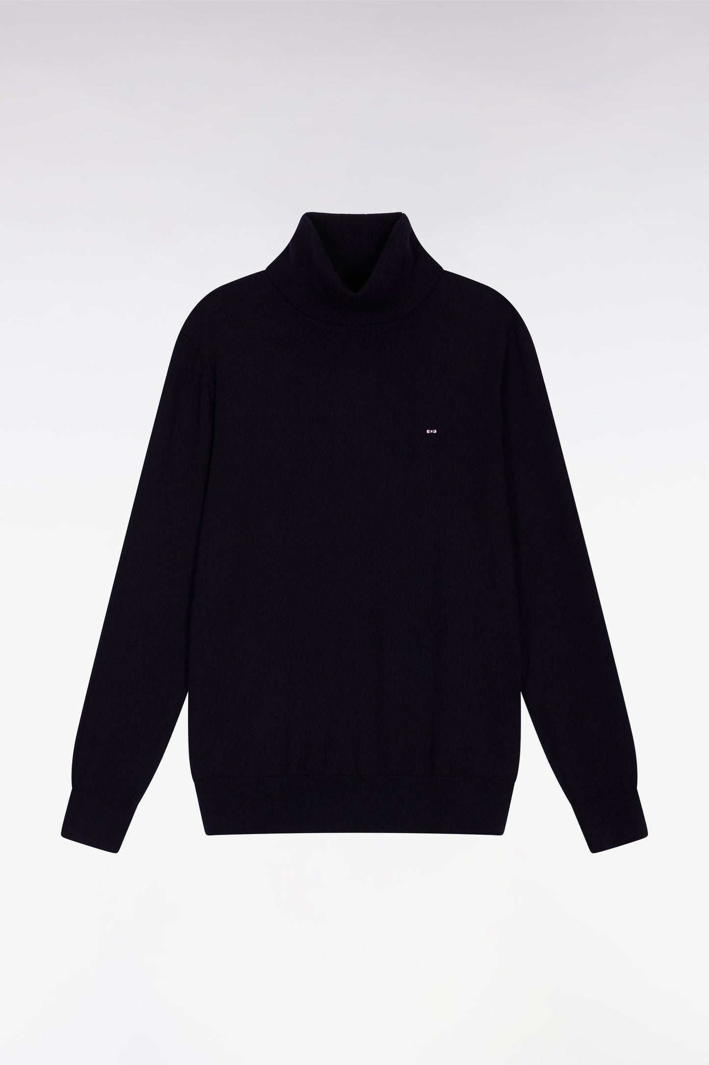Pull col roulé en laine mérinos marine