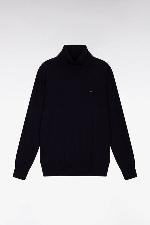 Pull col roulé en laine mérinos marine - Image 2
