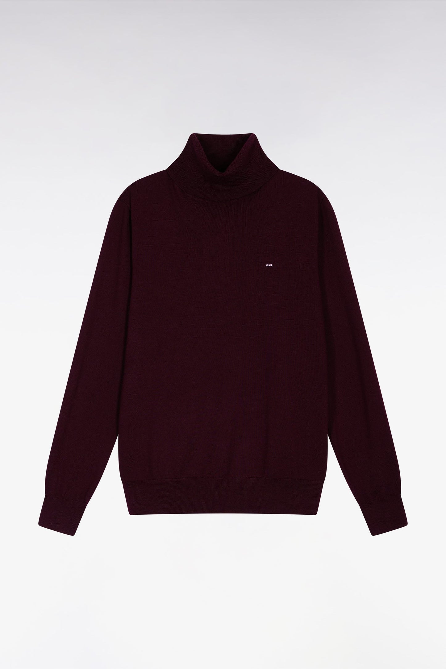 Pull col roulé en laine mérinos bordeaux