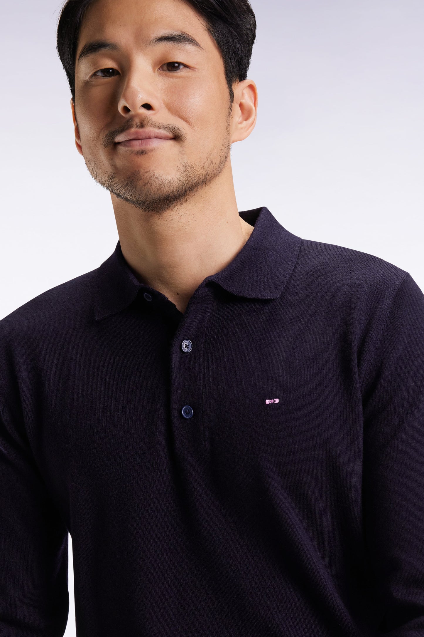 Pull col maillot en laine mérinos marine