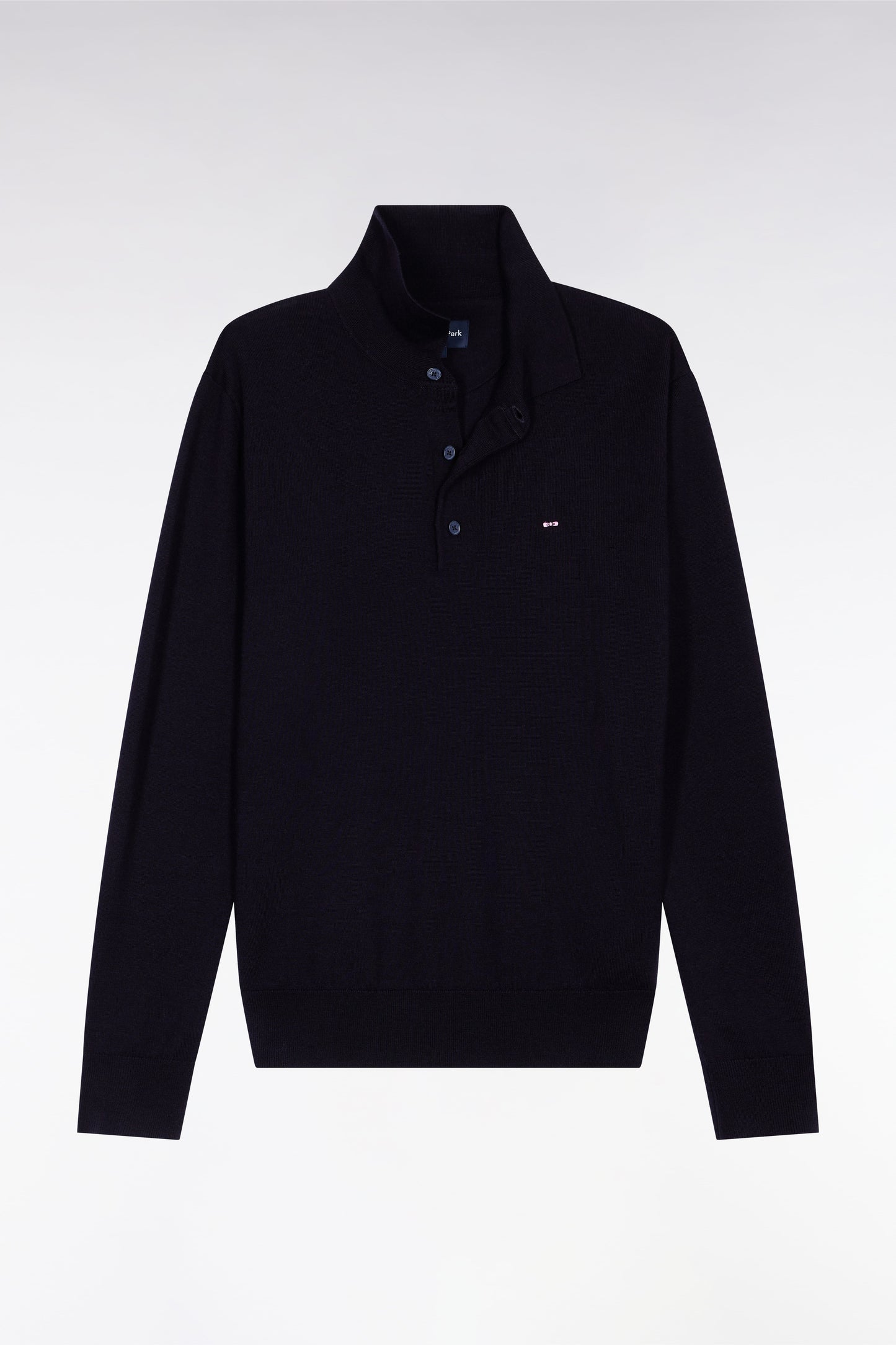 Pull col maillot en laine mérinos marine