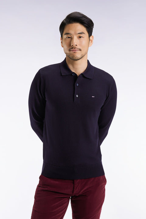 Pull col maillot en laine mérinos marine - Image 1