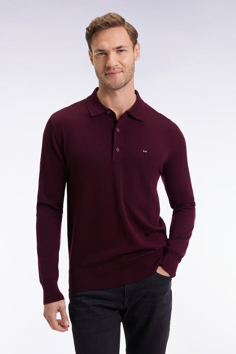 Pull col maillot en laine mérinos bordeaux - Image 1