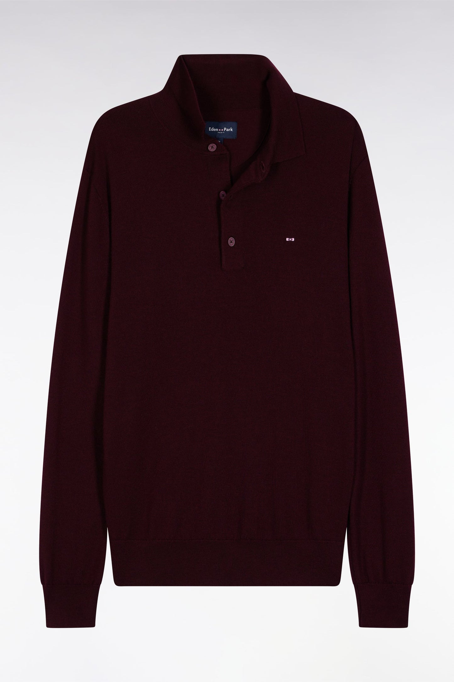 Pull col maillot en laine mérinos bordeaux