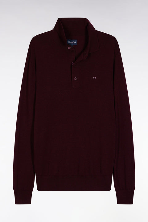 Pull col maillot en laine mérinos bordeaux - Image 2