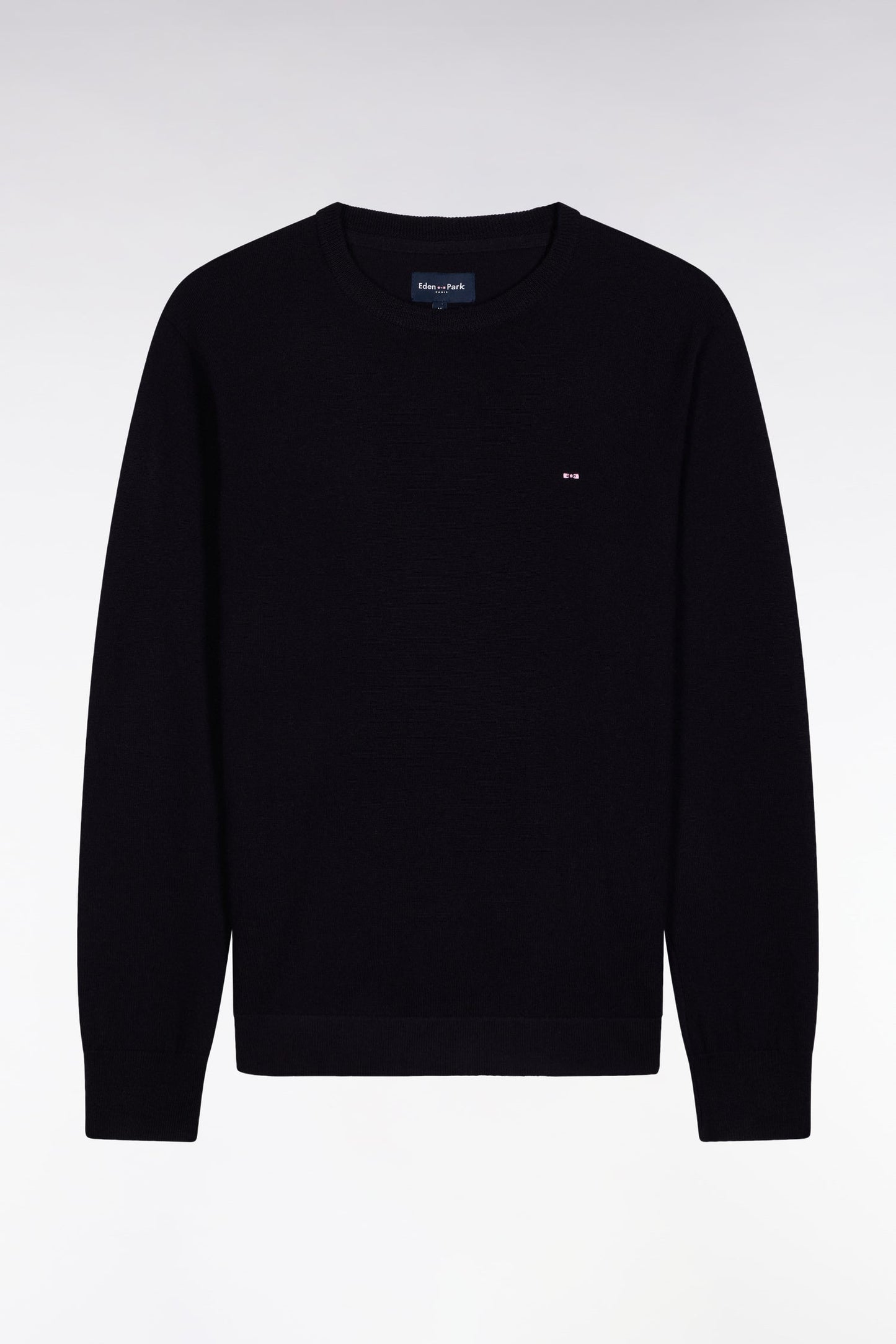 Pull col rond en laine mérinos marine
