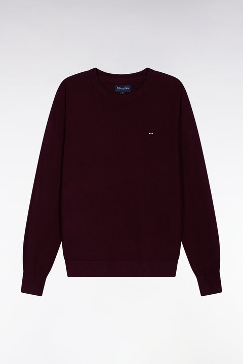 Pull col rond en laine mérinos bordeaux - Image 2
