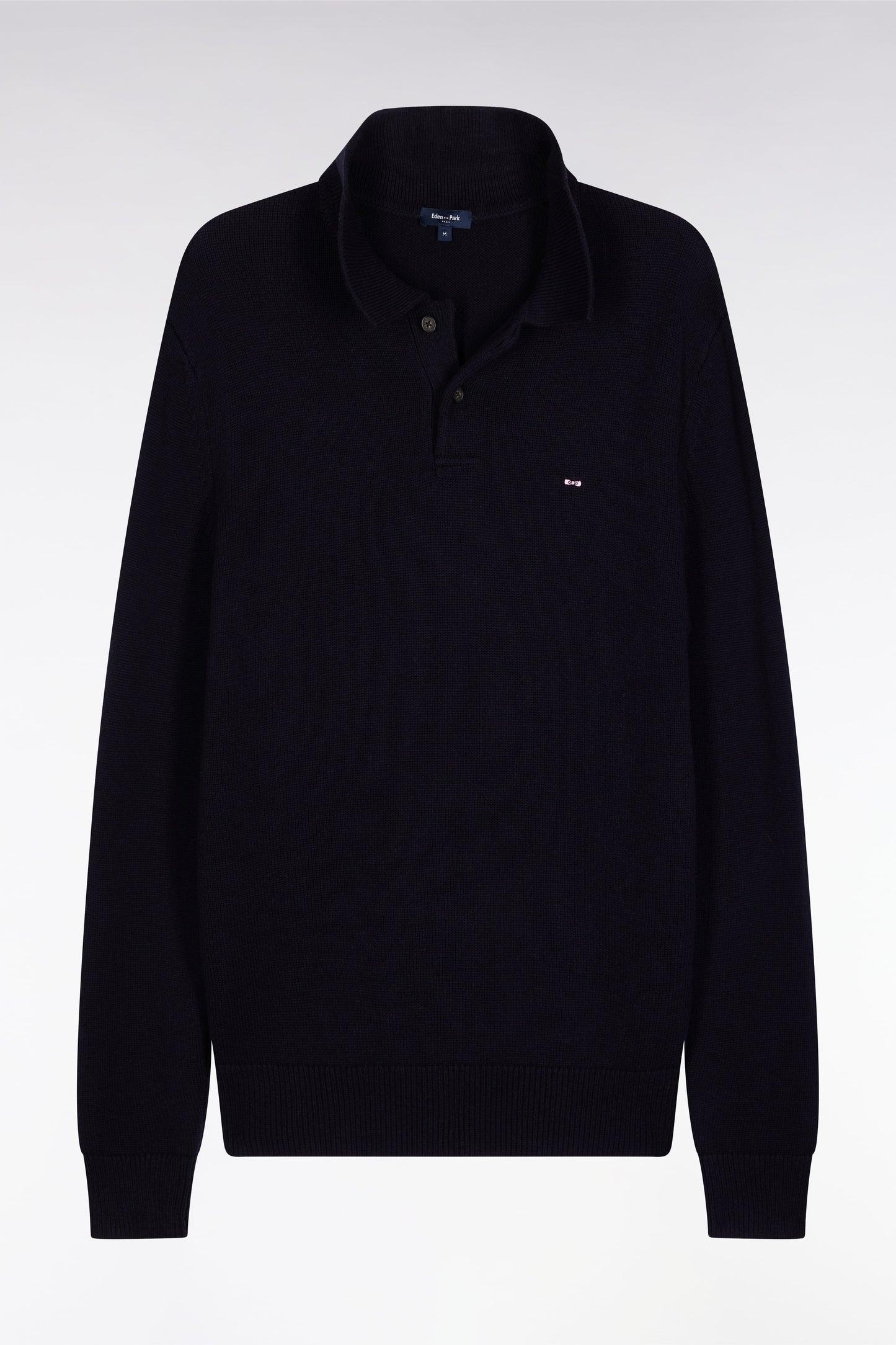 Pull col maillot épais en laine et coton marine