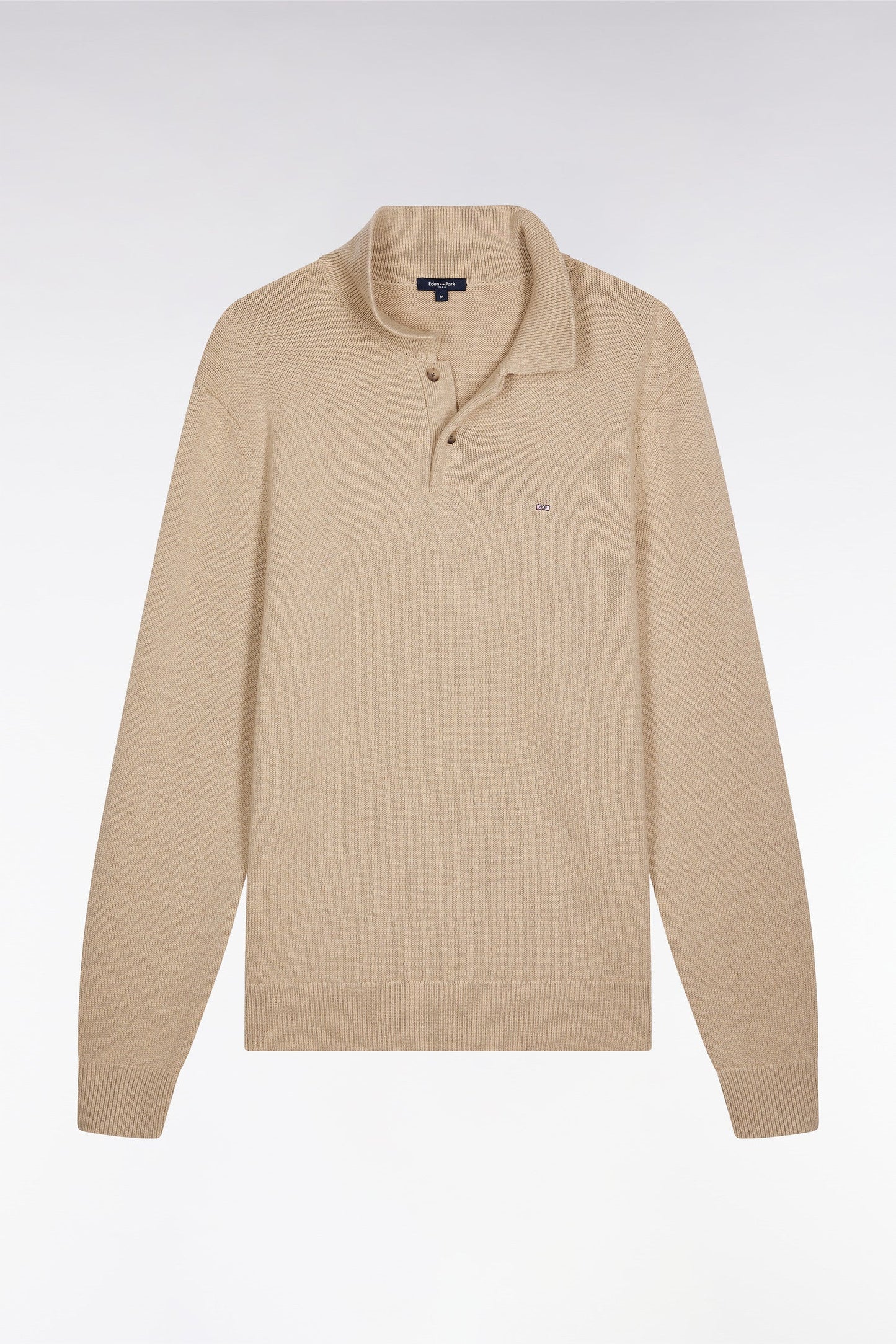 Pull col maillot épais en laine et coton beige