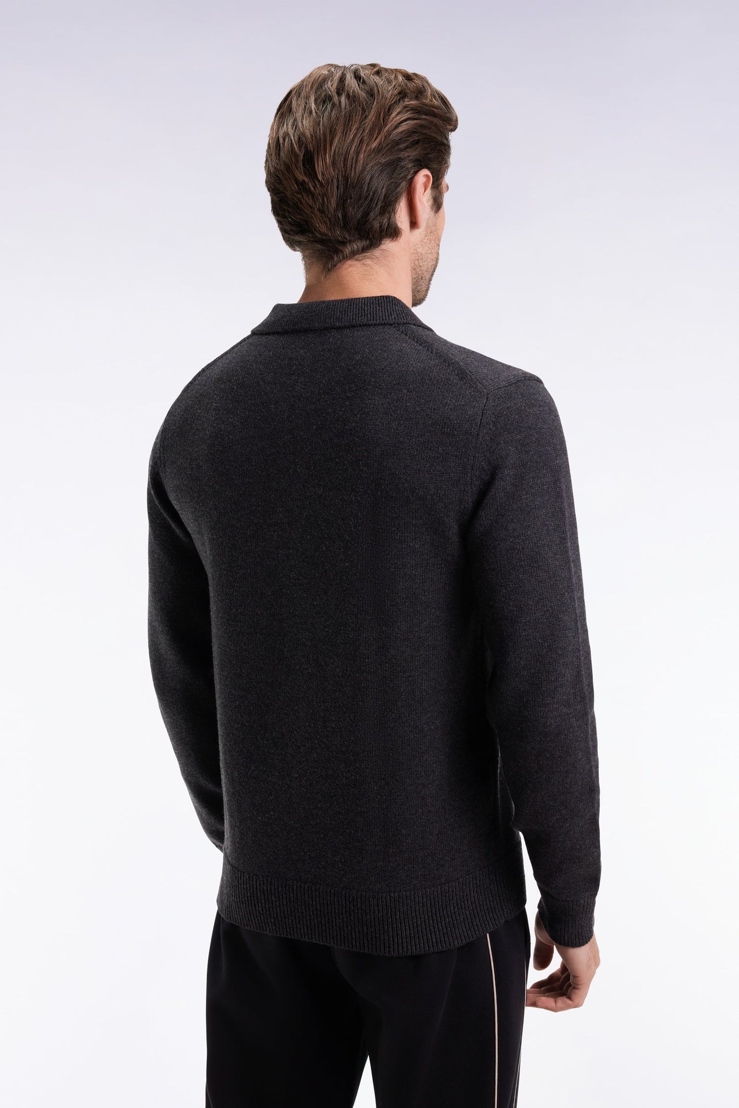 Pull col maillot épais en laine et coton gris