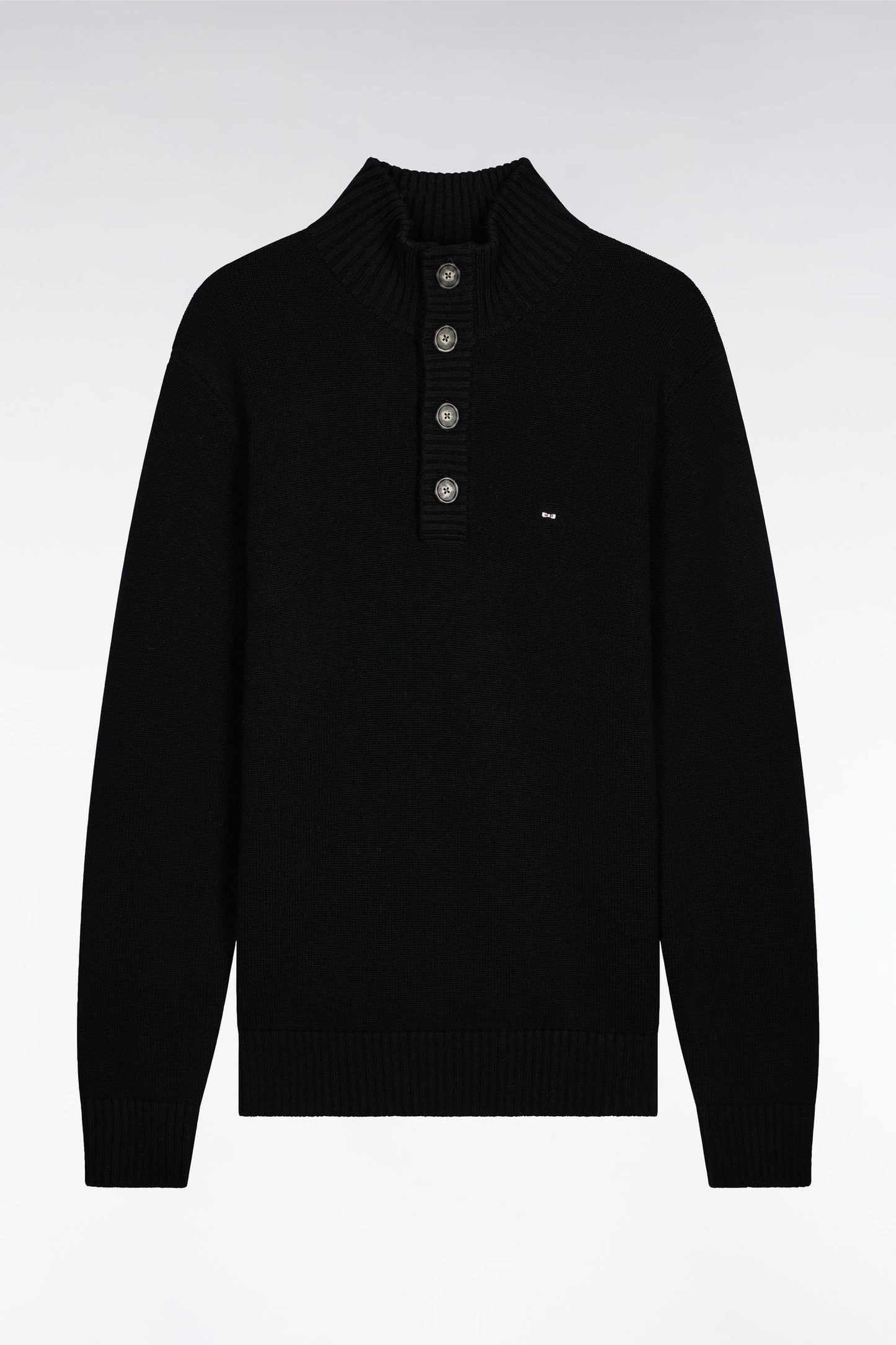 Pull col montant épais en laine et coton noir