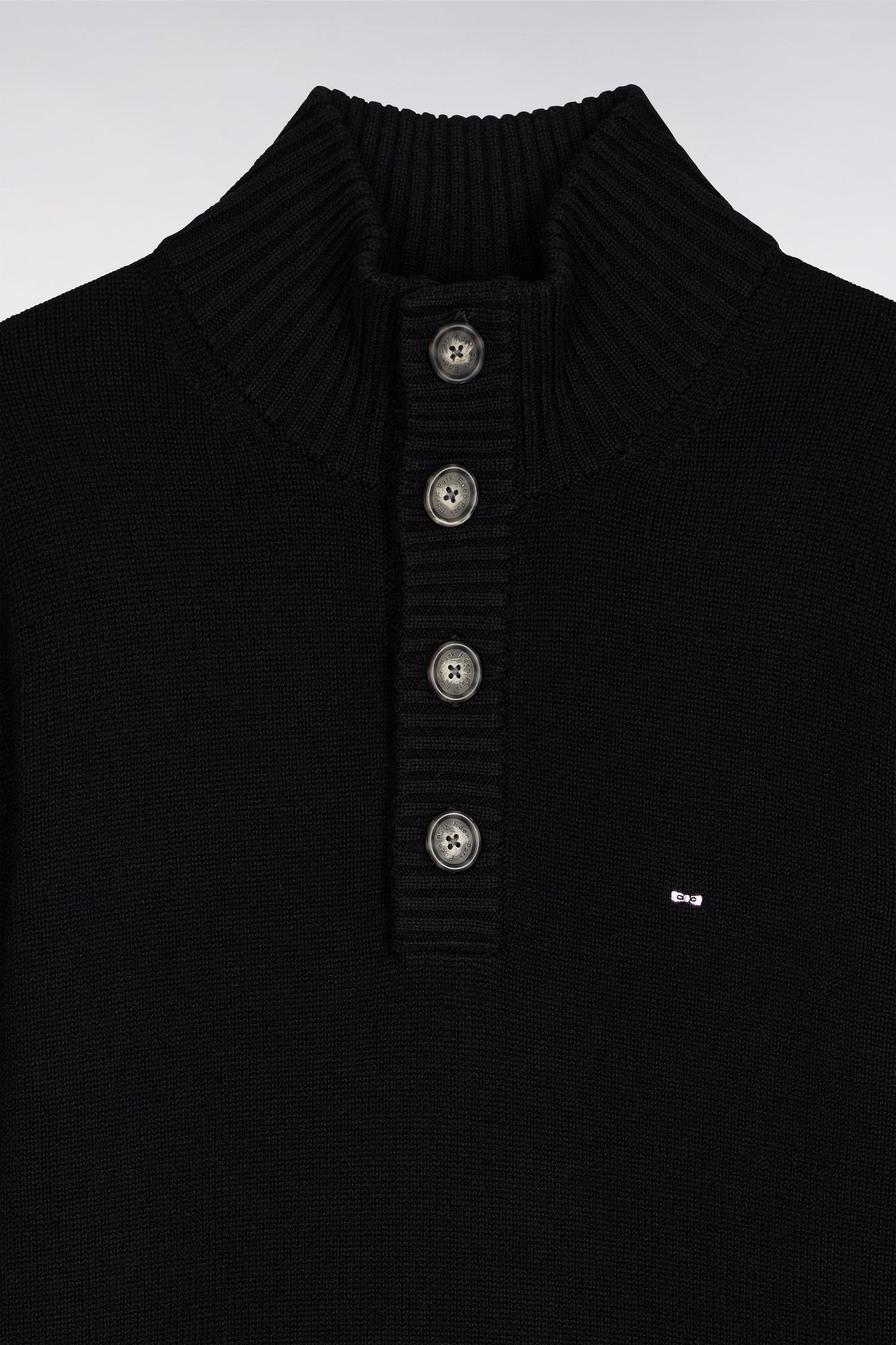 Pull col montant épais en laine et coton noir
