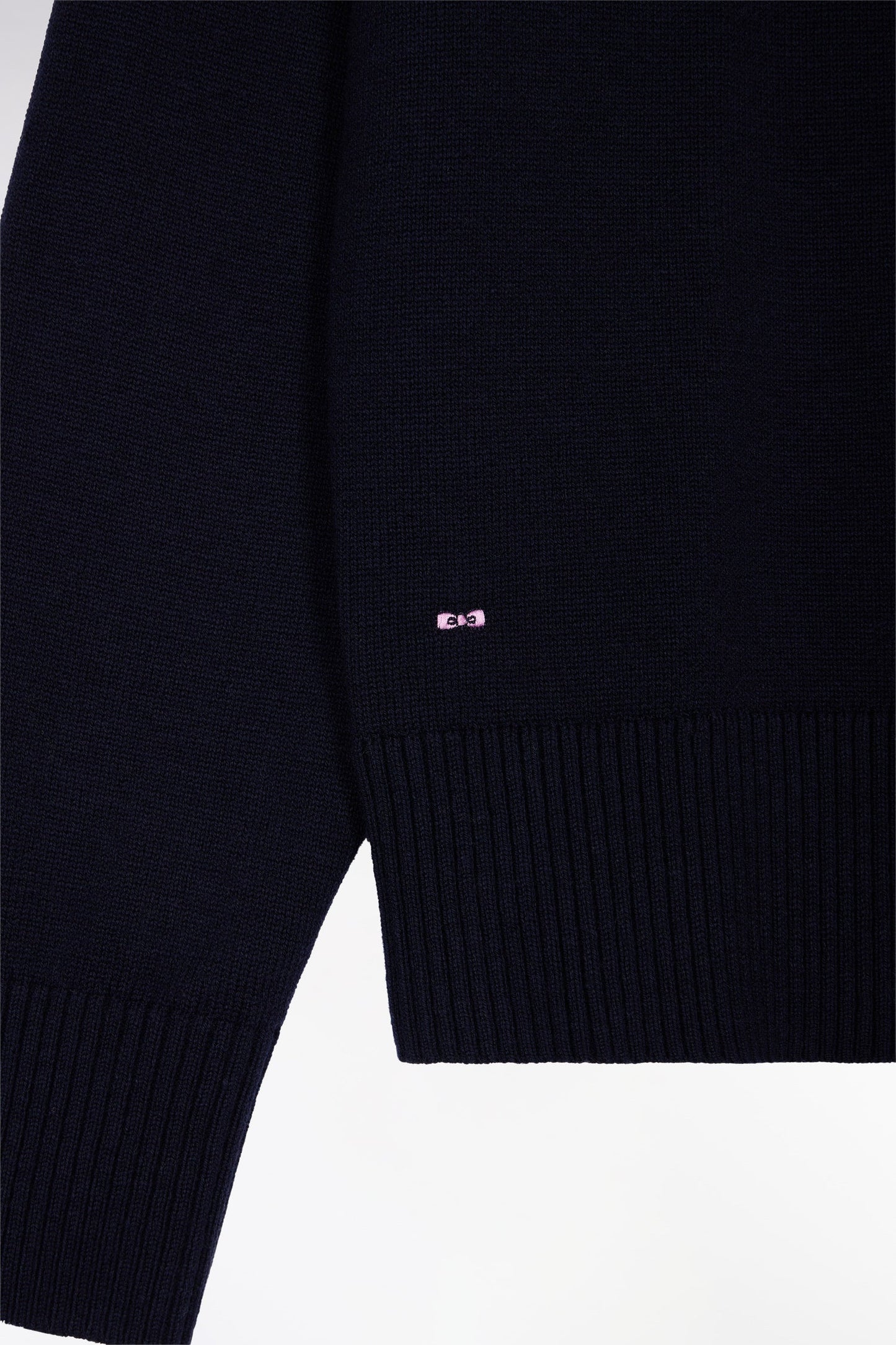 Pull à col rond en laine et coton marine coupe Relaxed