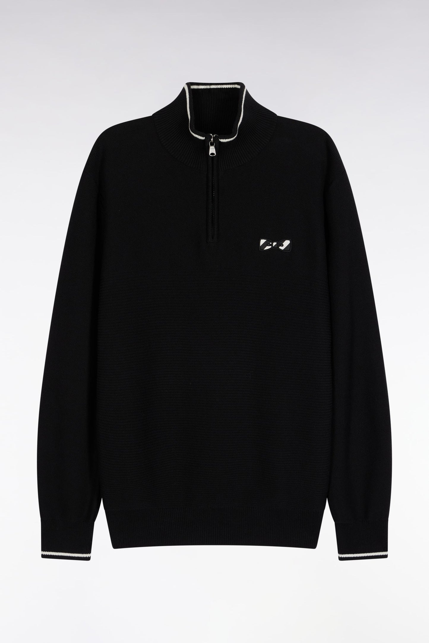 Pull col camionneur en coton noir à nœud papillon