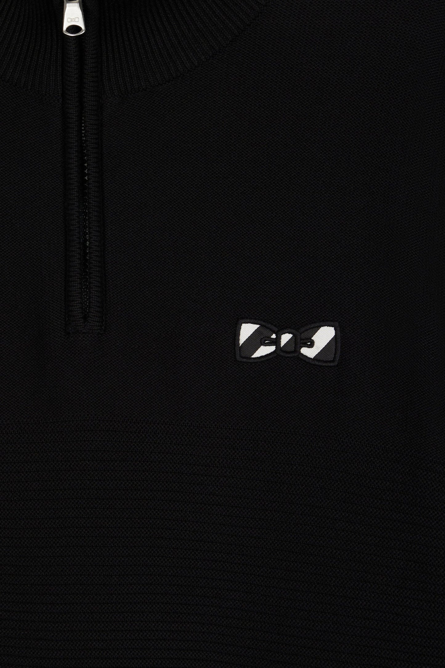 Pull col camionneur en coton noir à nœud papillon