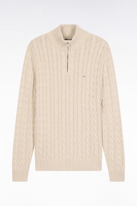 Pull col camionneur en coton torsadé beige - Image 2