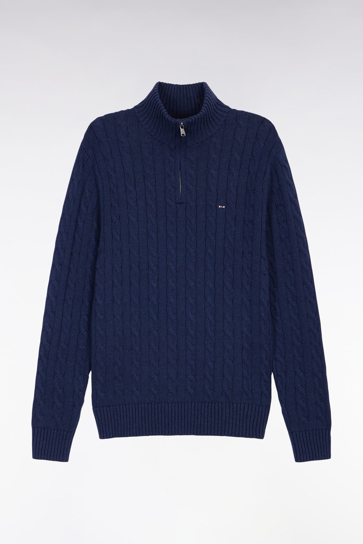Pull col camionneur en coton torsadé marine