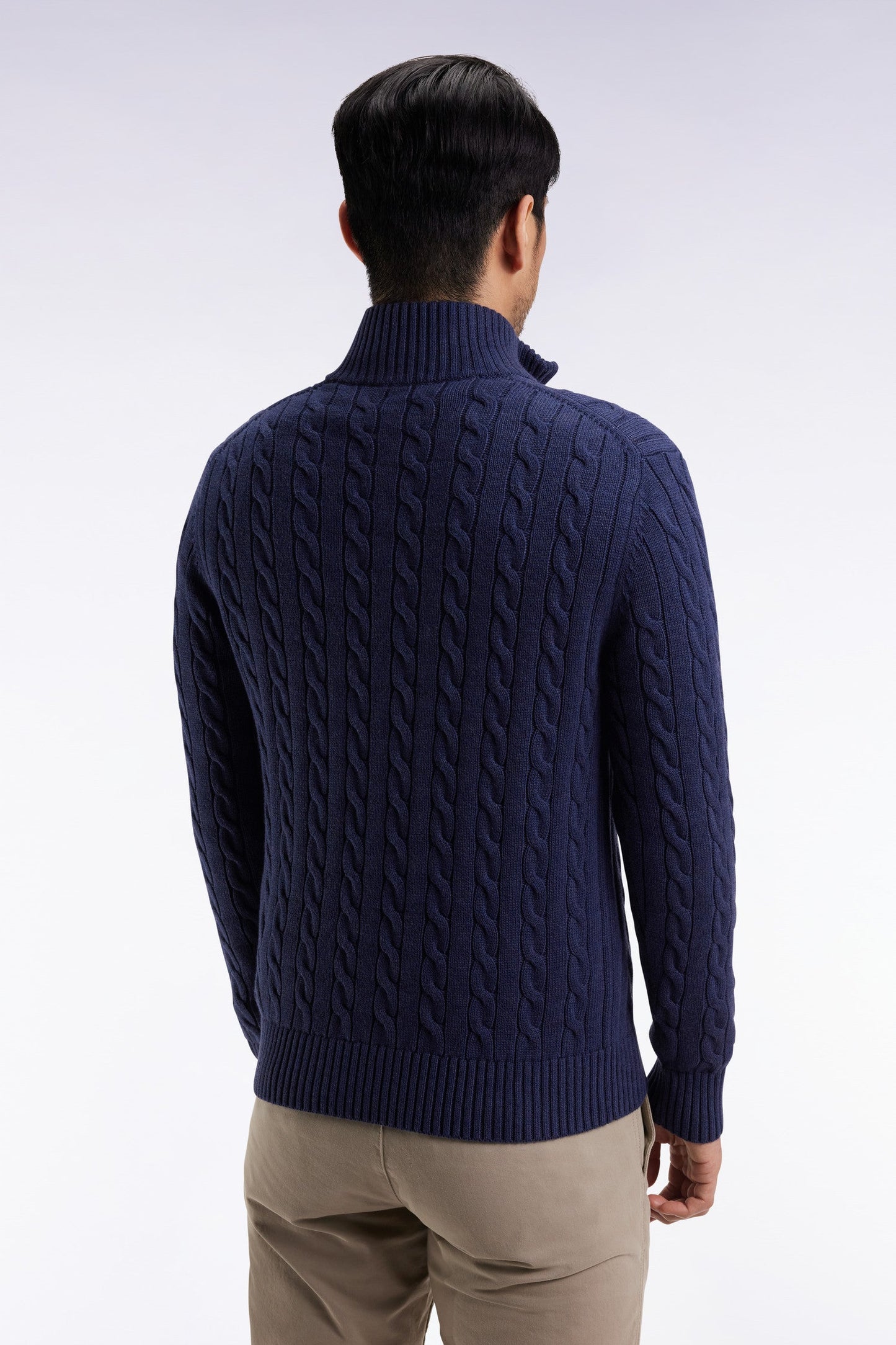 Pull col camionneur en coton torsadé marine