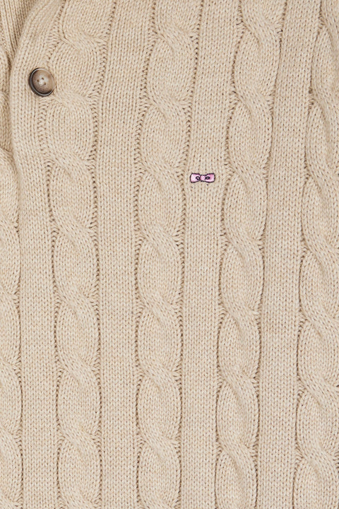 Pull col maillot en coton torsadé beige - Image 2