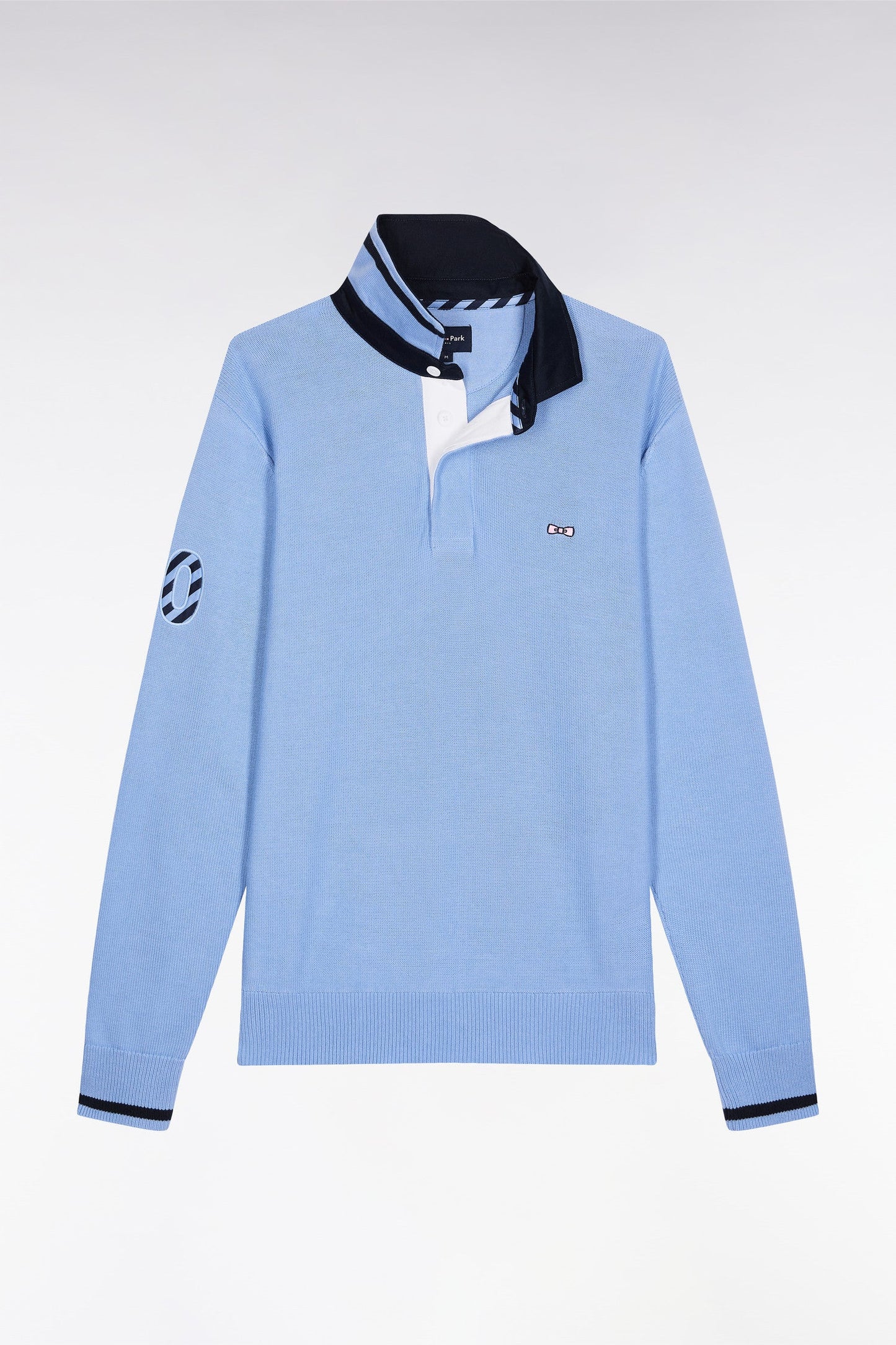 Pull col maillot en coton ciel broderie 10