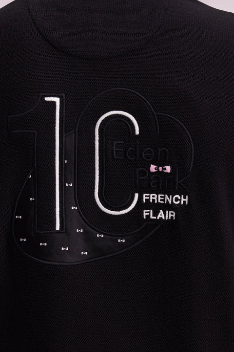 Pull col camionneur en coton noir broderie dos - MANQUE A PLAT - Image 2