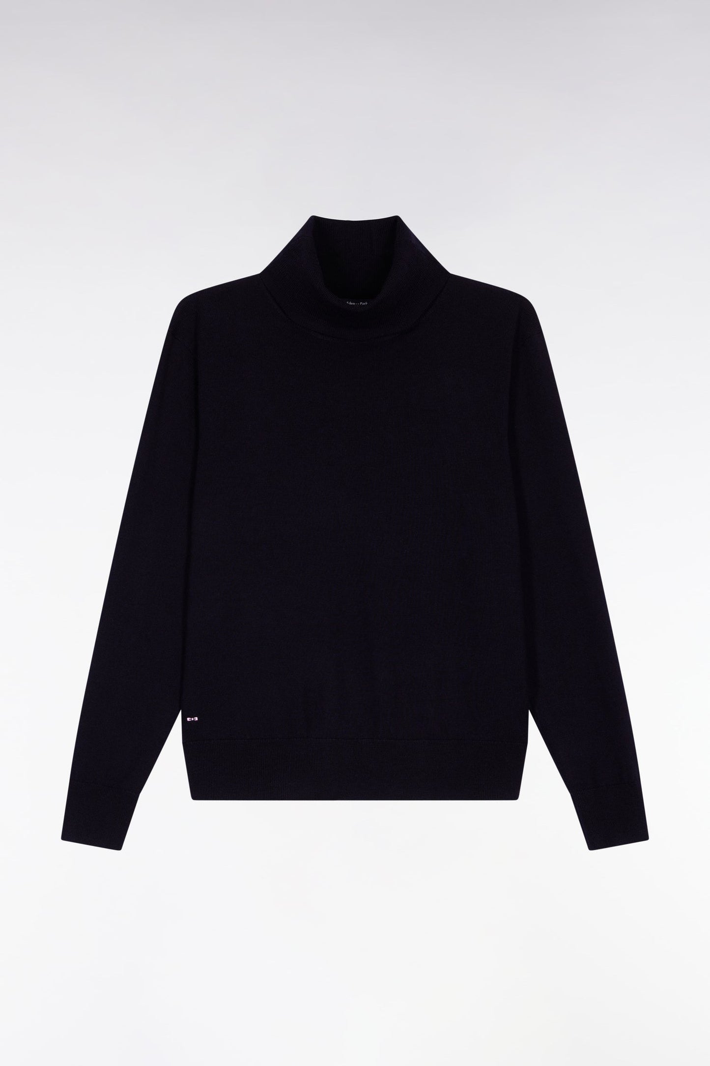 Pull à col roulé en laine mérinos marine