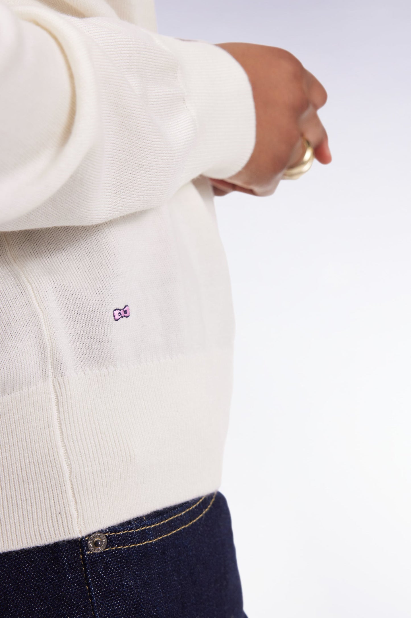 Pull à col roulé en laine mérinos écru