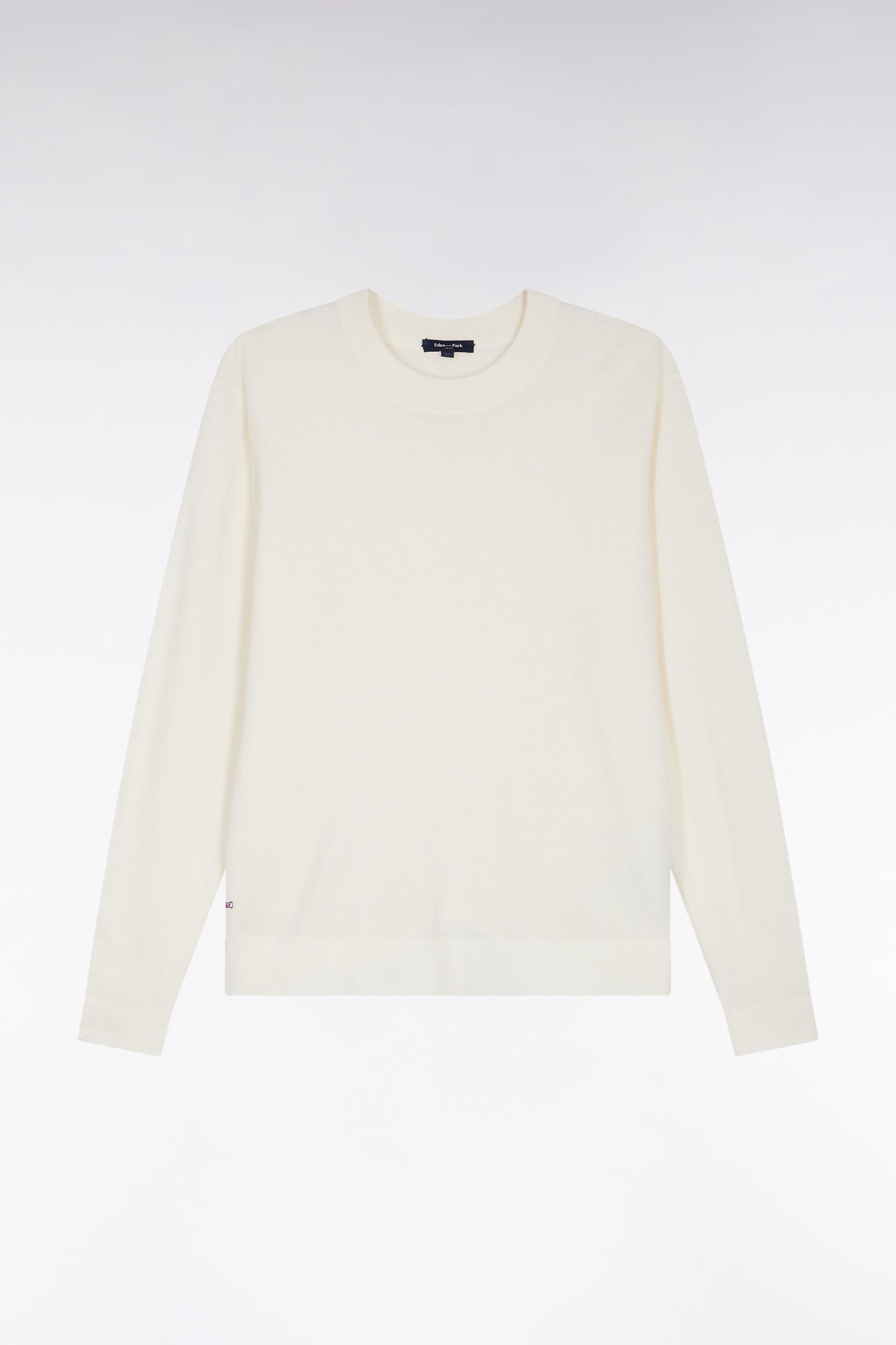 Pull à col rond en laine mérinos écru