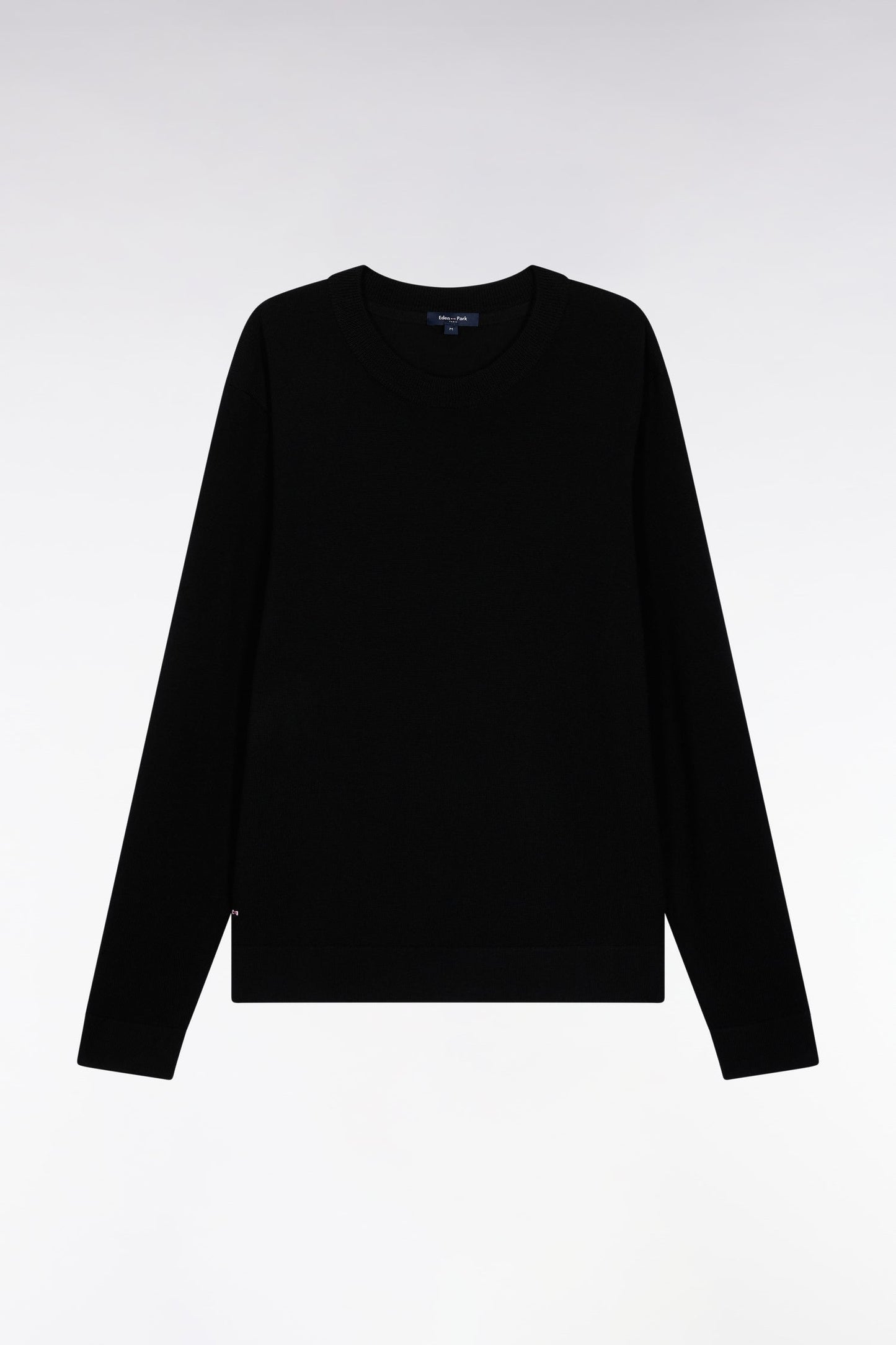 Pull à col rond en laine mérinos noir