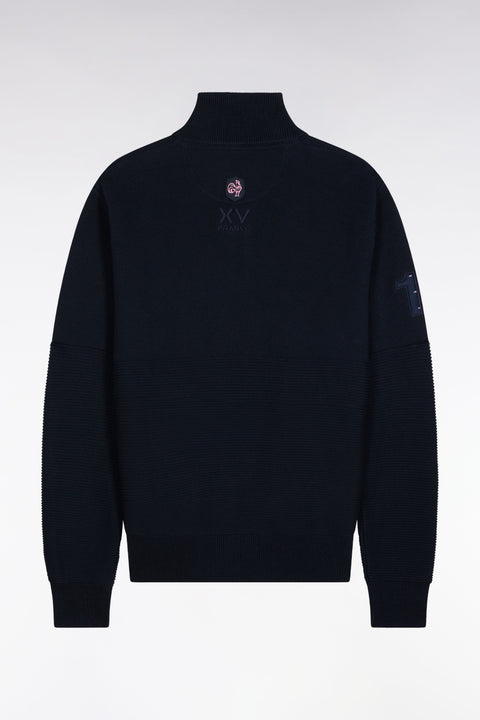 Pull col camionneur XV de France en coton marine - Image 2