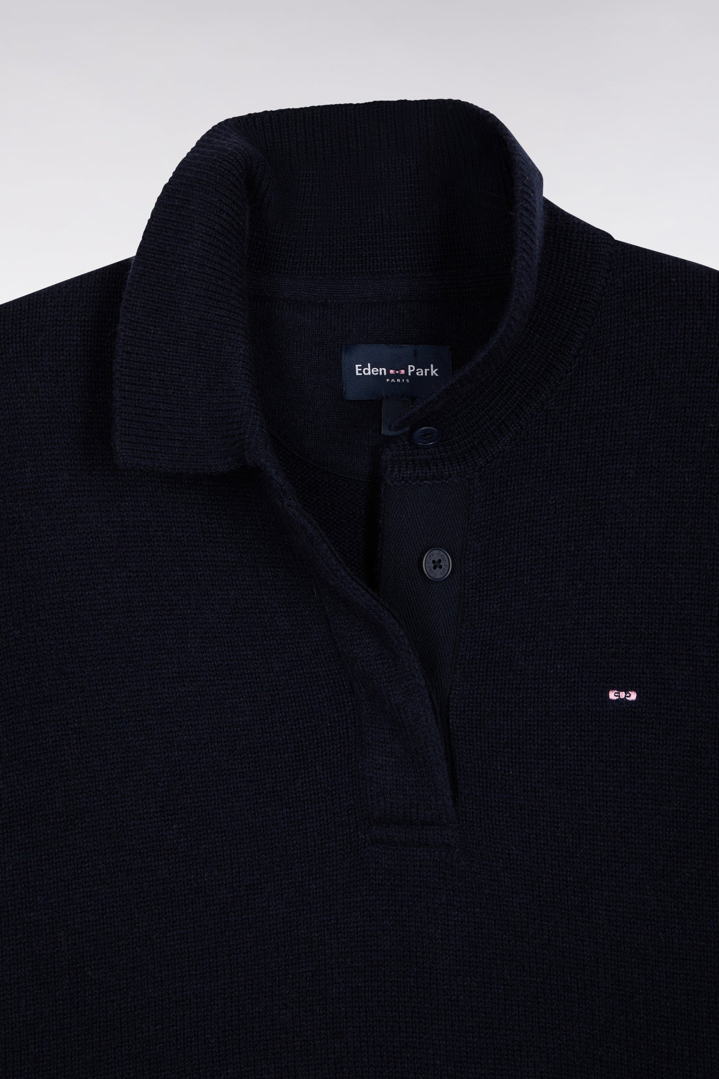Pull à col maillot en laine et cachemire marine coupe Relaxed